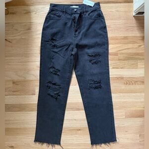 PacSun Noir Black Ankle High Rise Straight Jeans